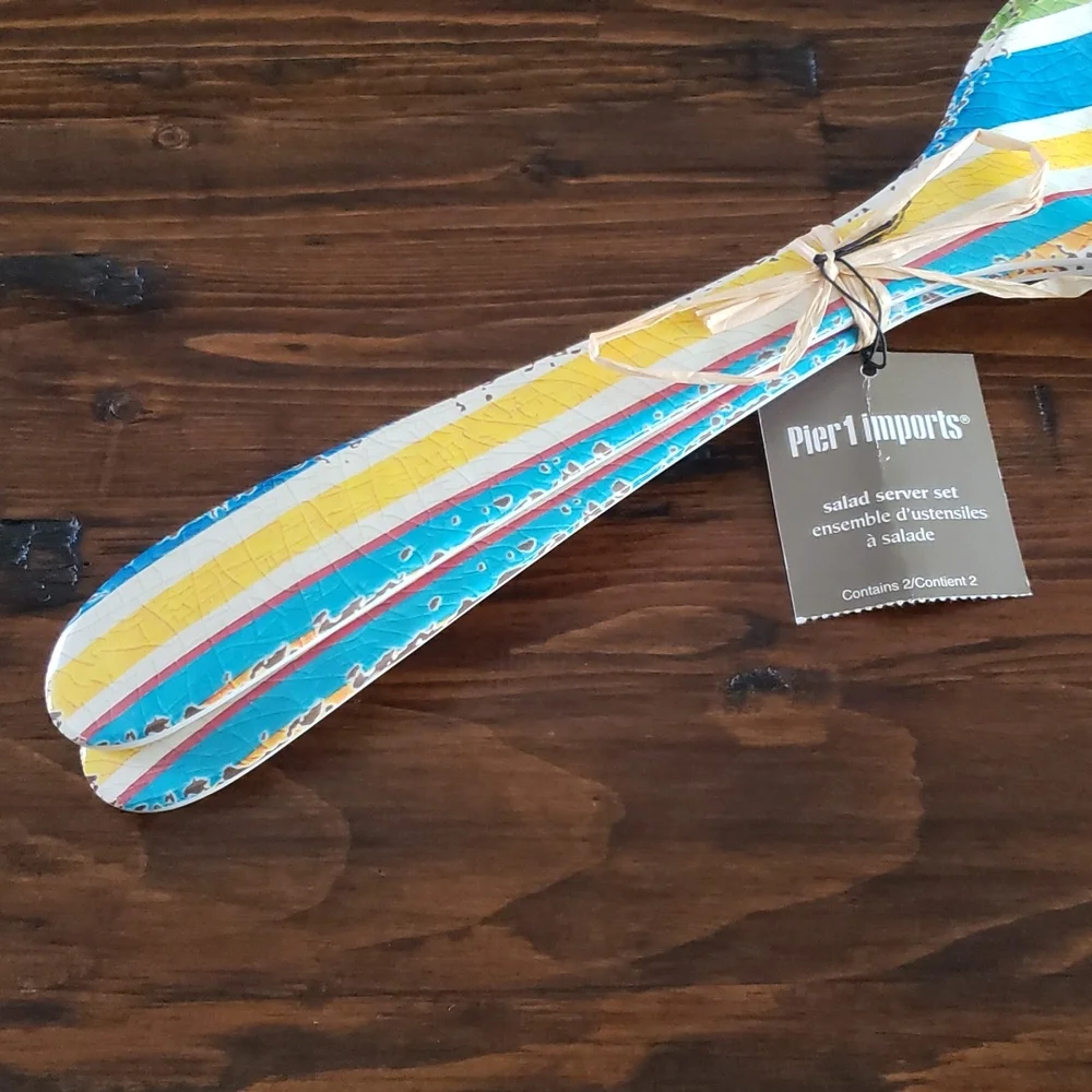 Pier 1 Imports Striped Salad Server Set
